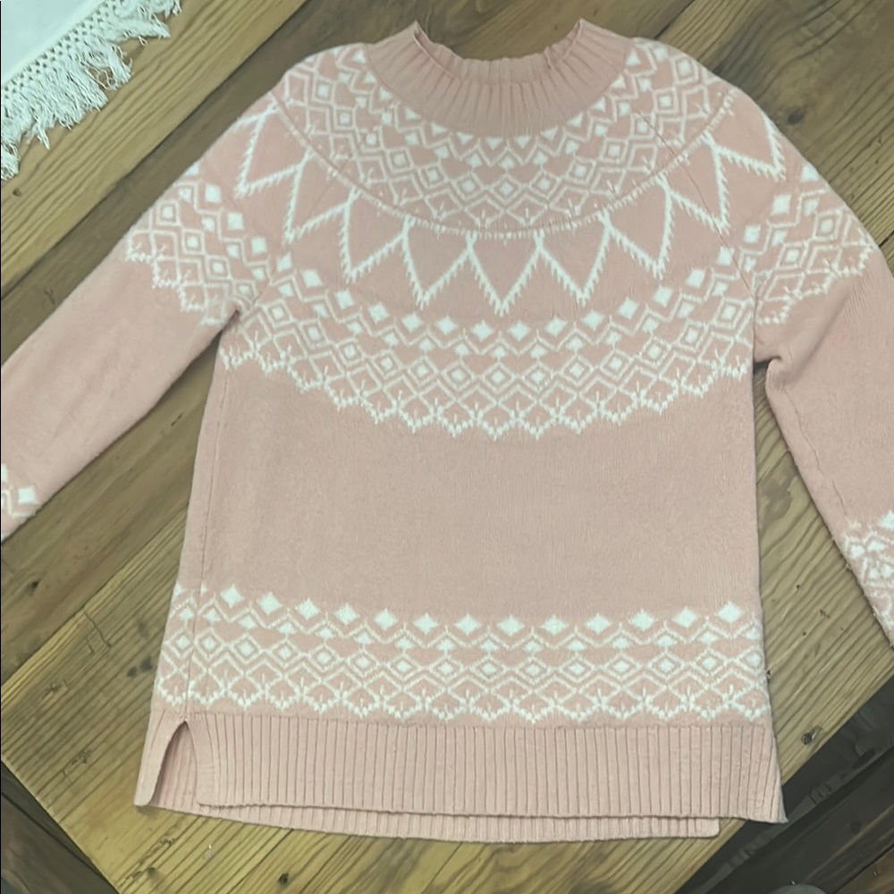 Loft Pink Patterned Sweater size M